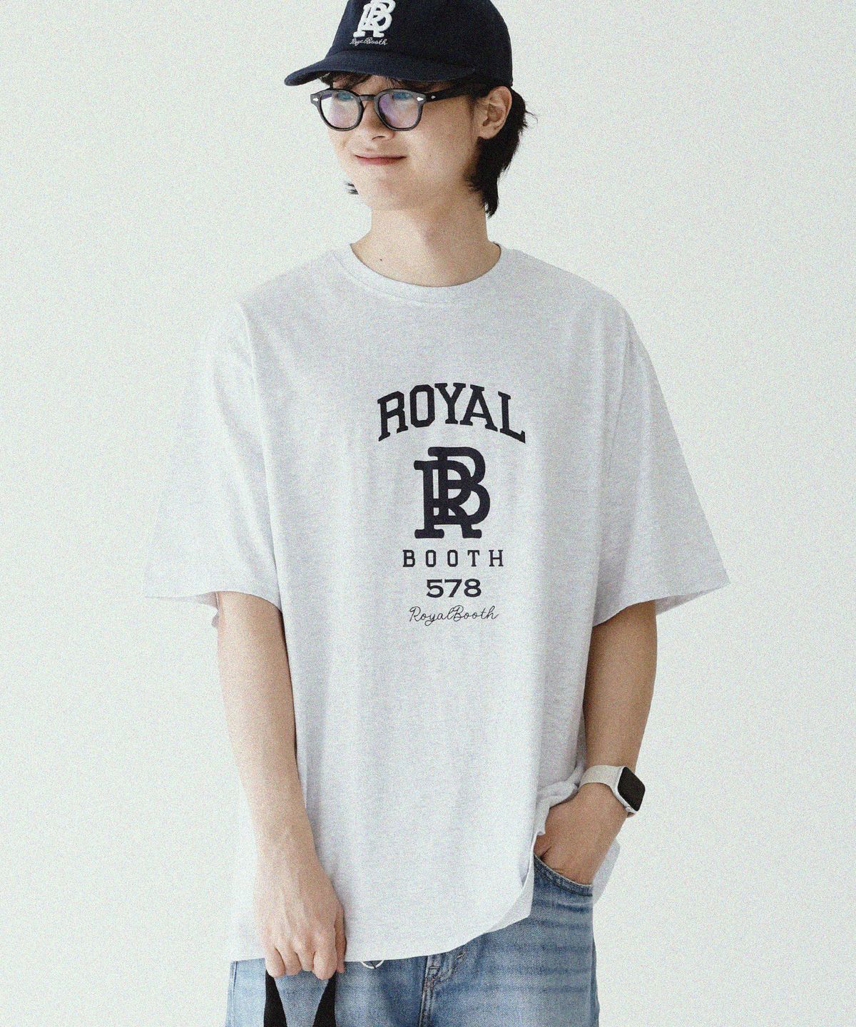 로얄부스(ROYALBOOTH) 메이저 RB 반팔 티셔츠 [멜란지화이트]