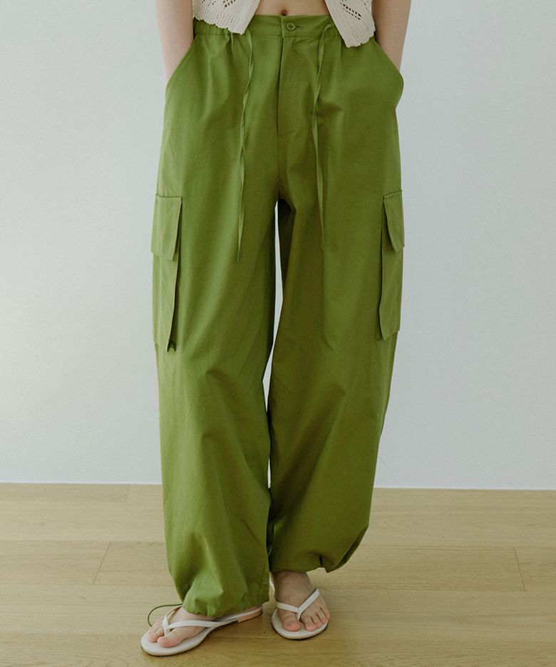 WOI CARGO STRING PANTS OLIVE