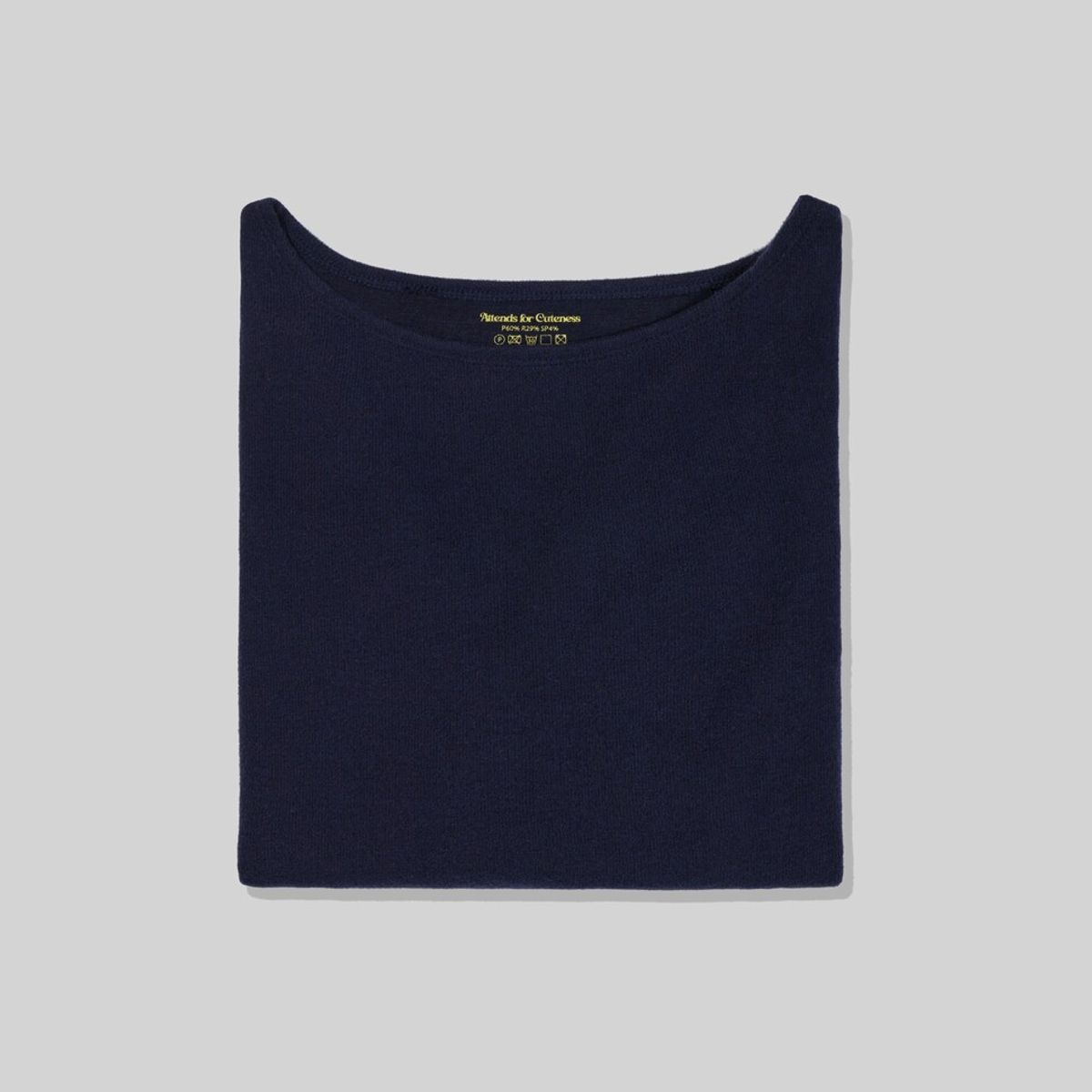 어텐즈(ATTENDS) Restrained boat neck tee shirt (Navy)