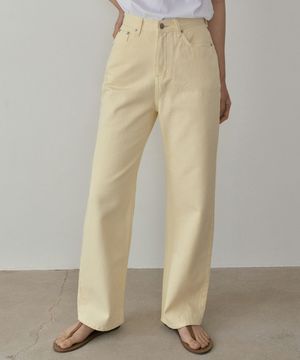 WOI WIDE COTTON PANTS CREAM YELLOW