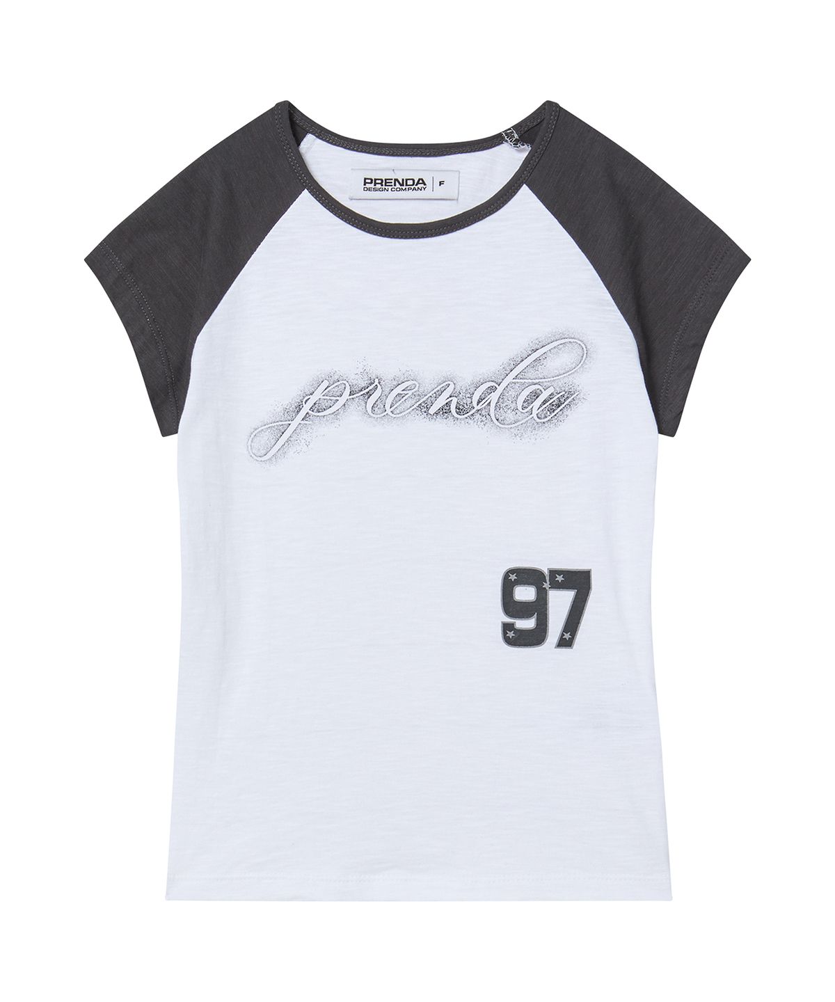 프렌다(PRENDA) SPRAY LOGO SLUB RAGLAN TEE CHARCOAL