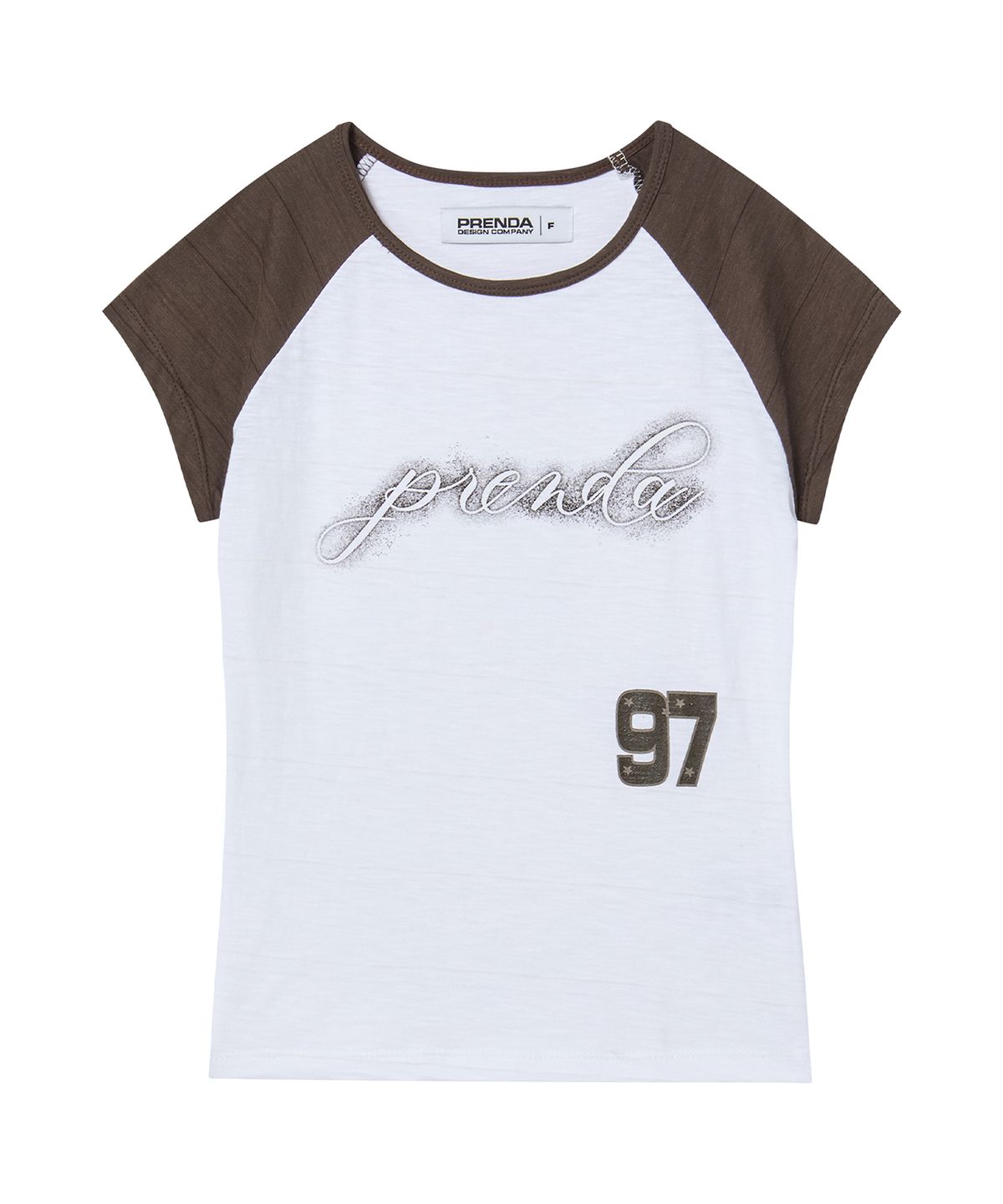 프렌다(PRENDA) SPRAY LOGO SLUB RAGLAN TEE BROWN
