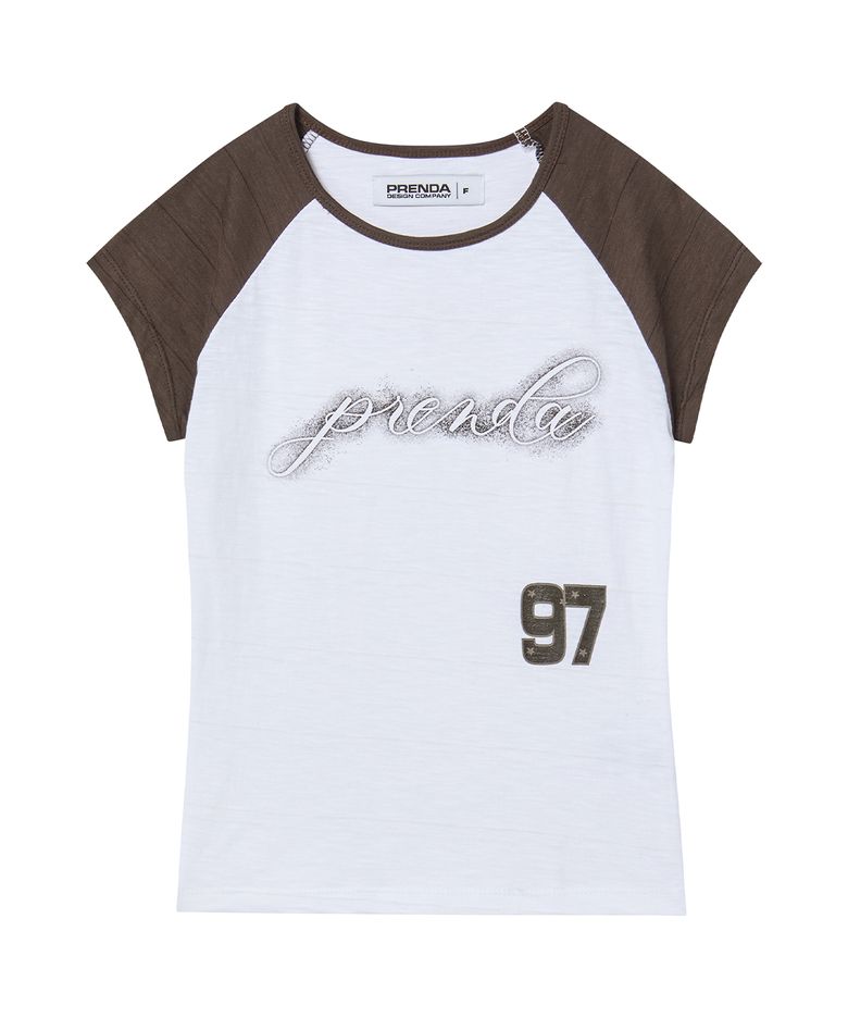 SPRAY LOGO SLUB RAGLAN TEE BROWN