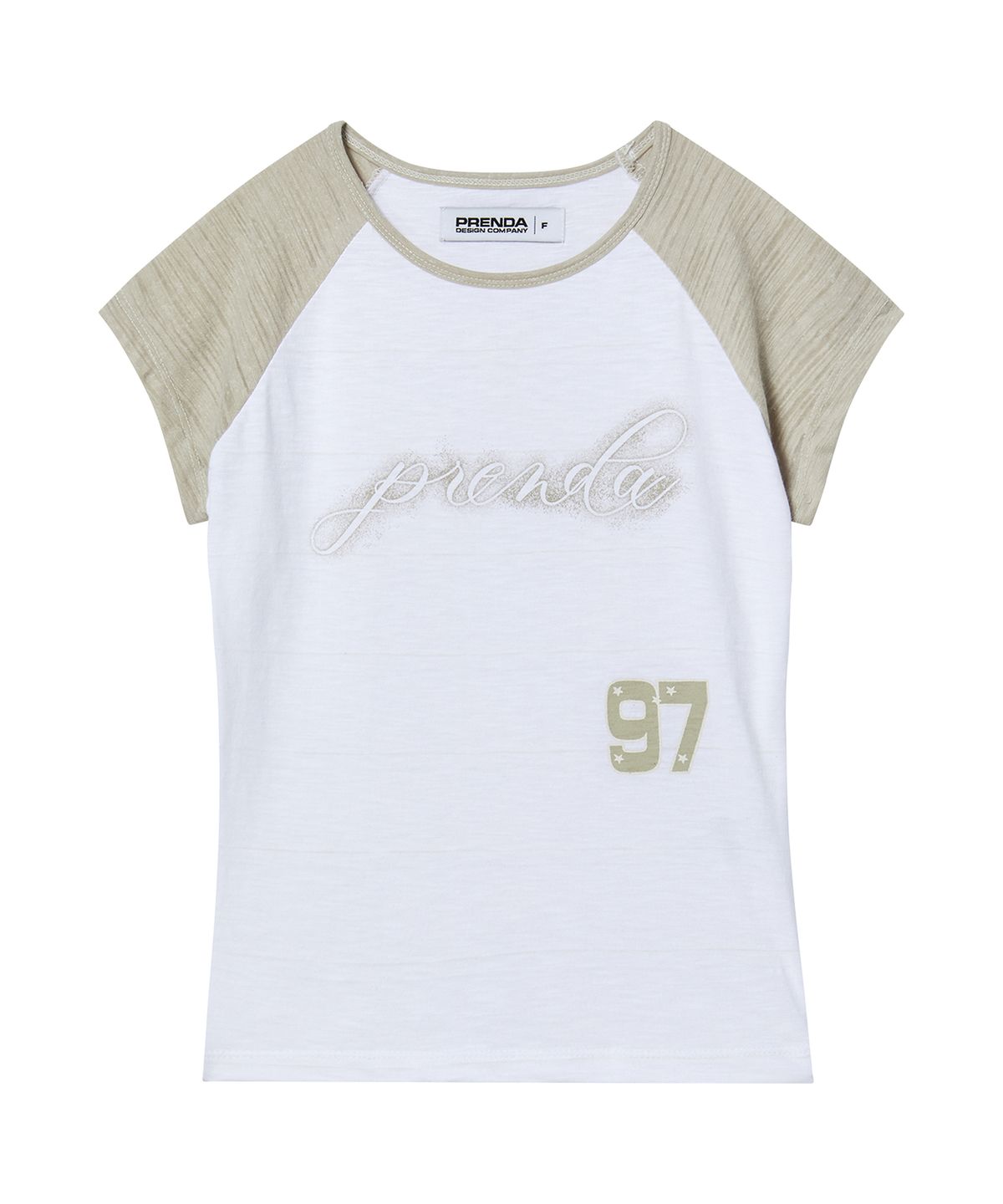 프렌다(PRENDA) SPRAY LOGO SLUB RAGLAN TEE LIGHT BEIGE