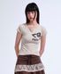 97PDC LOGO LACE NECK TEE OATMEAL