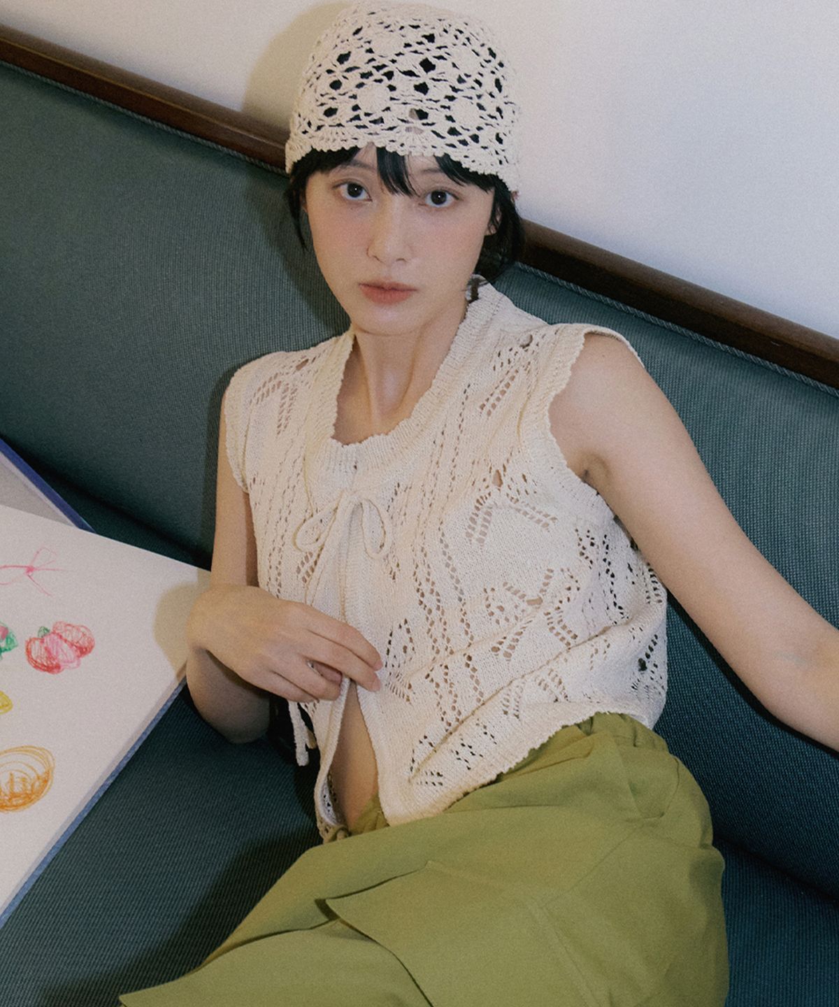 리올그(REORG) WOI CROCHET VEST BEIGE
