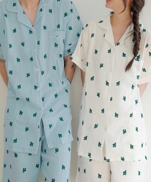 [2SET] 선인장 요루면 반팔 커플 잠옷세트