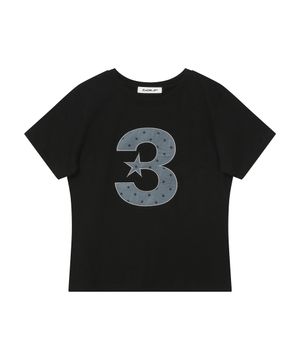 3 logo 도트 슬림핏 티셔츠 [블랙]