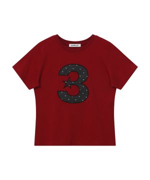 3 logo 도트 슬림핏 티셔츠 [레드]