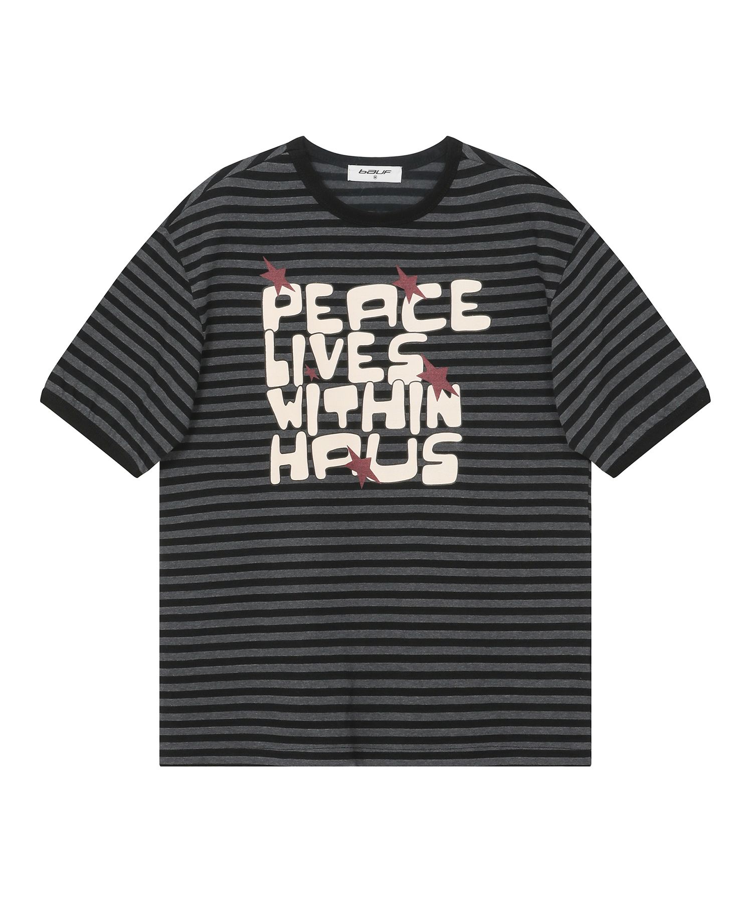 BAUF☆PEACE Logo T Shirt MUSINSA | BAUF Peace Logo T-Shirt [Stripe Black]