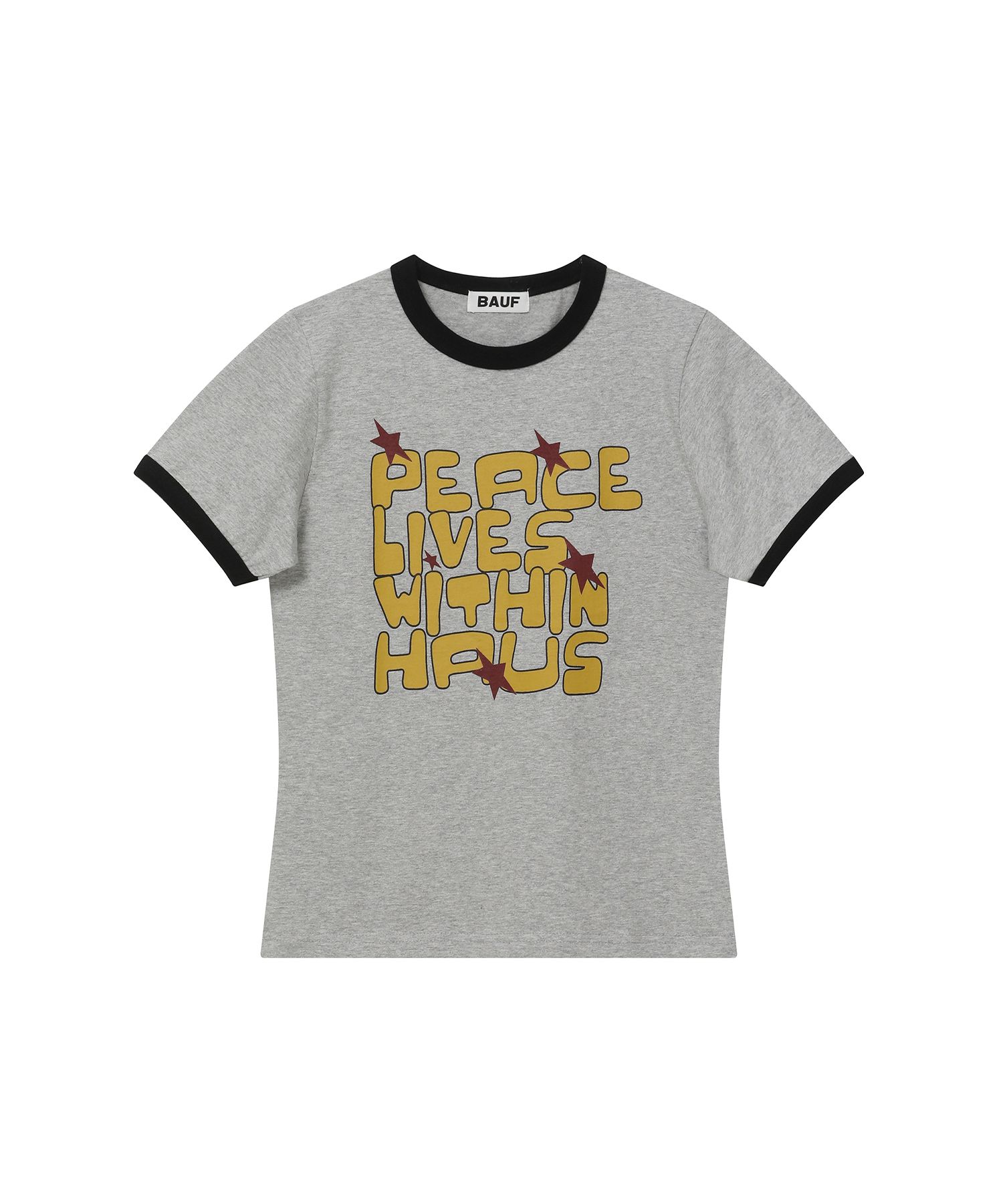 MUSINSA公式 | BAUF Peace Ringer Slim Fit T-Shirt [Gray]