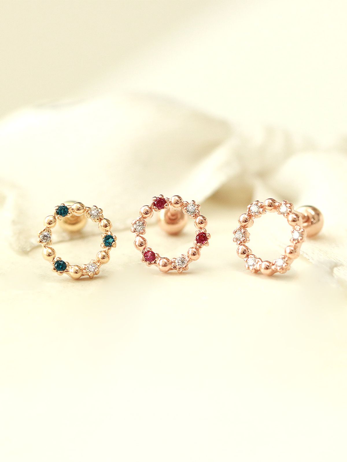 미니멀피어싱(MINIMALPIERCING) 14K 써클 큐빅 리스 피어싱 귀걸이