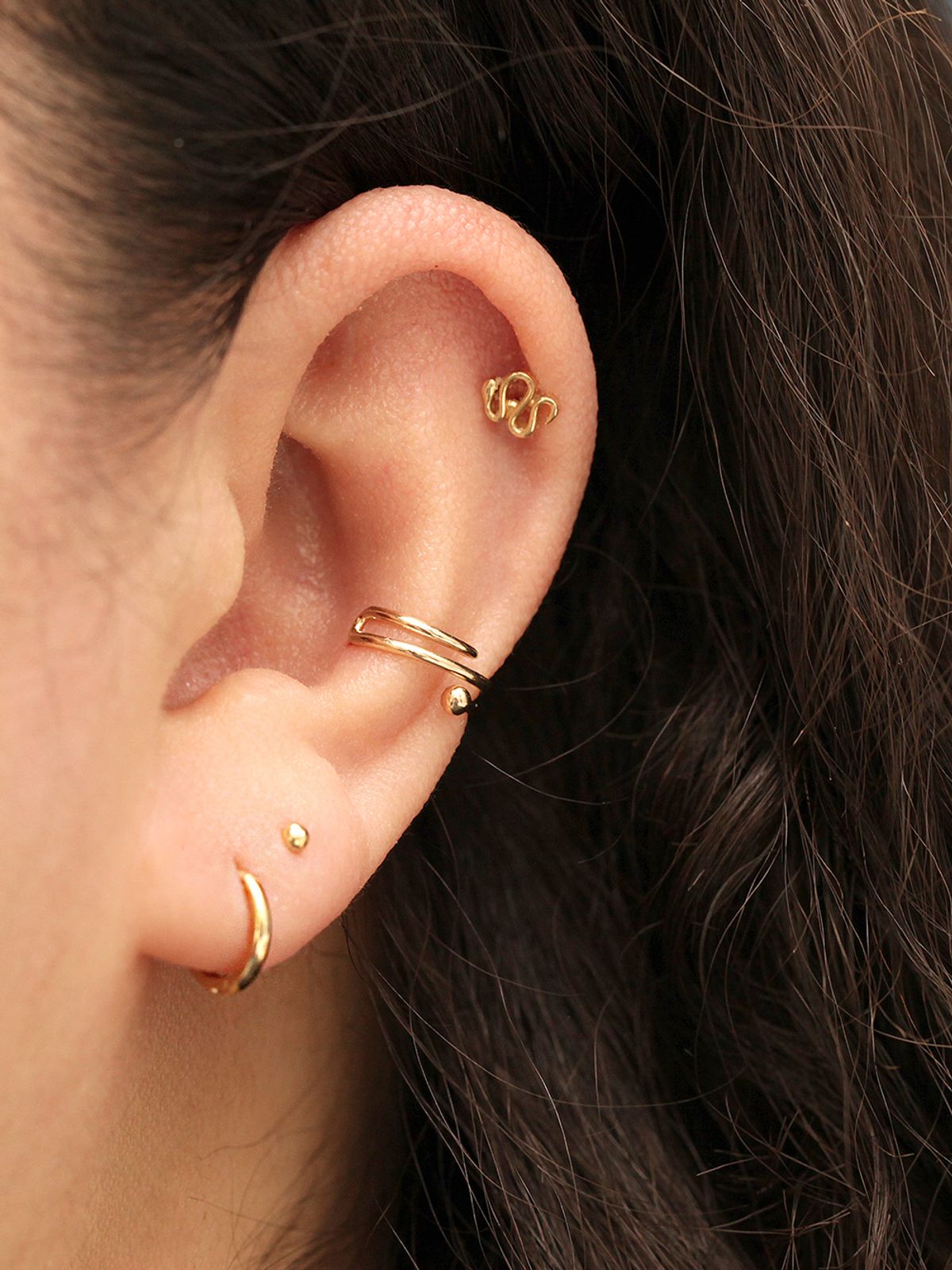 미니멀피어싱(MINIMALPIERCING) 14K 두줄 볼 이어커프 귀찌