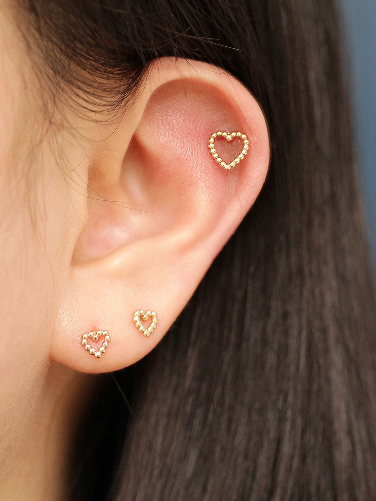 미니멀피어싱(MINIMALPIERCING) 14K 버블 하트 볼 피어싱 귀걸이