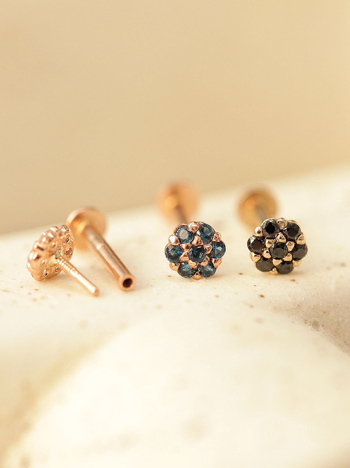 미니멀피어싱(MINIMALPIERCING) 14K 인터널 미니미 컬러풀 플라워 라블렛 피어싱
