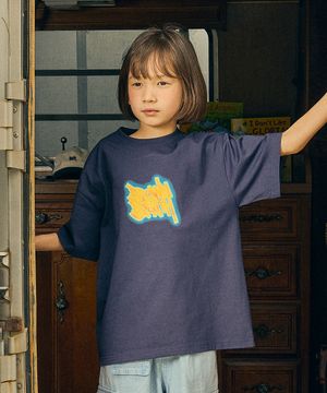 KIDS NEON TAG TEE - NAVY