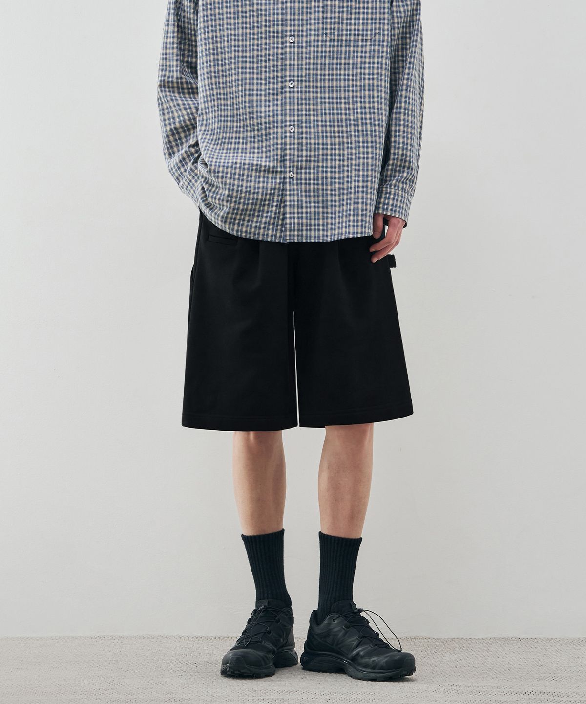 드로우핏(DRAW FIT) [DRAW FIT X DAILY ROOM] 로버스트 버뮤다 스웻 팬츠 [BLACK]