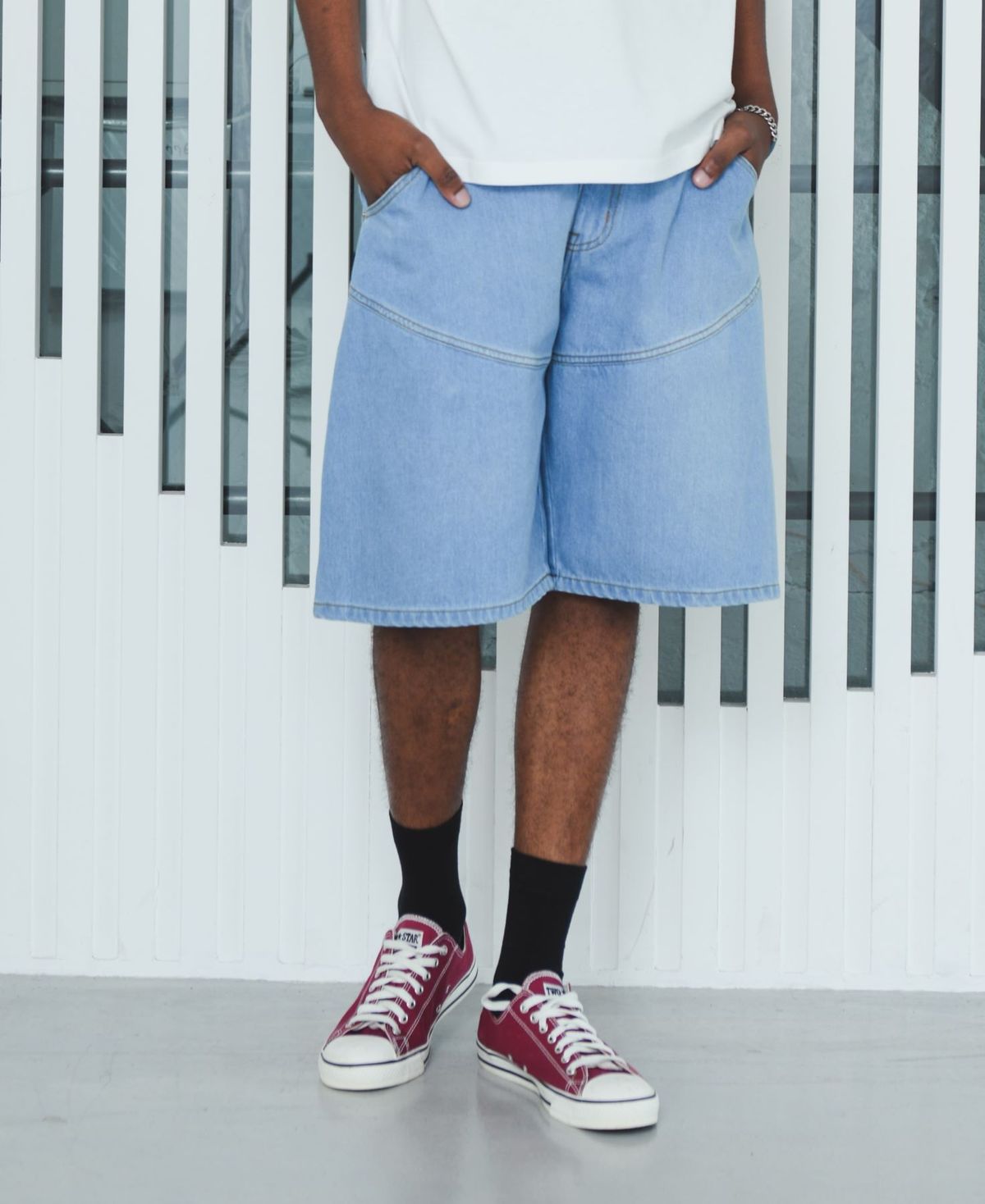 바쥬비쥬(BAJOO BIJOO) DENIM BERMUDA PANTS [LIGHT BLUE]