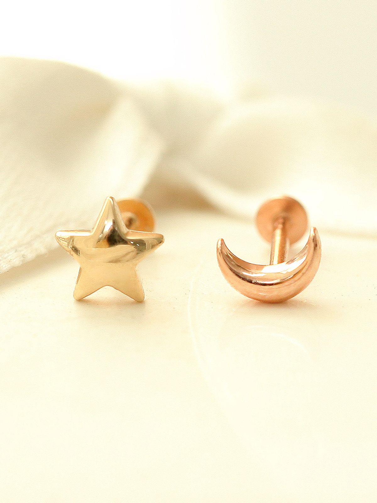 미니멀피어싱(MINIMALPIERCING) 14K 인터널 통통 달 별 라블렛 피어싱
