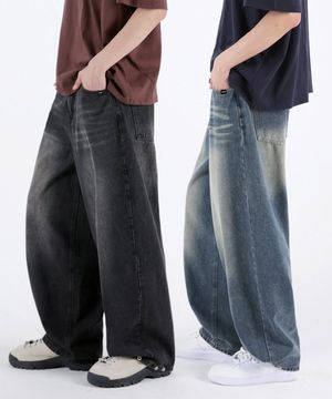 벌룬핏 스냅와이드 워싱데님팬츠 3COLOR