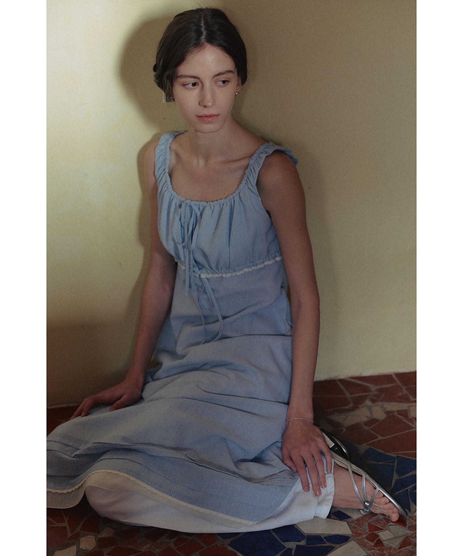 Dunst ♥ SHIRRING RIBBONED SLEEVELESS DRESS/ 追跡付 DUNST