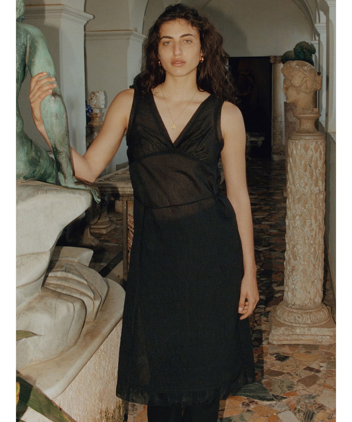 던스트(DUNST) SHEER LAYERING DRESS_UDDR5B222_BLACK STRIPE