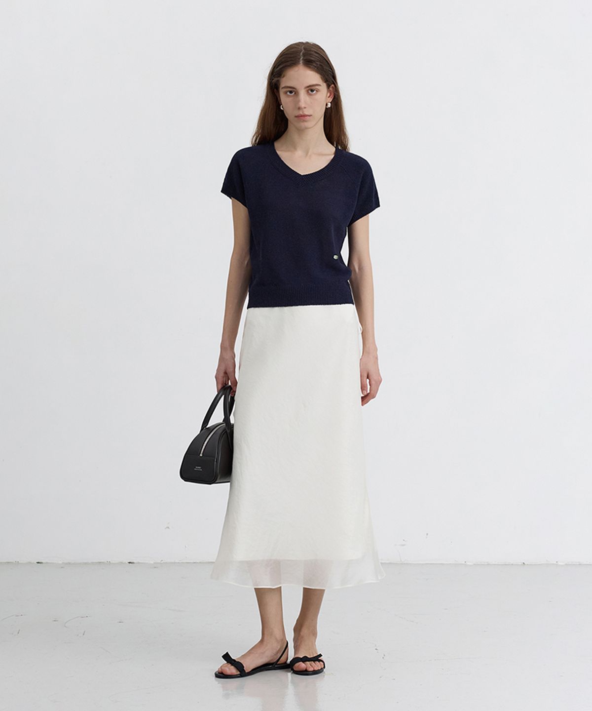던스트(DUNST) LAYERED SATIN SKIRT_UDSK5B225_IVORY