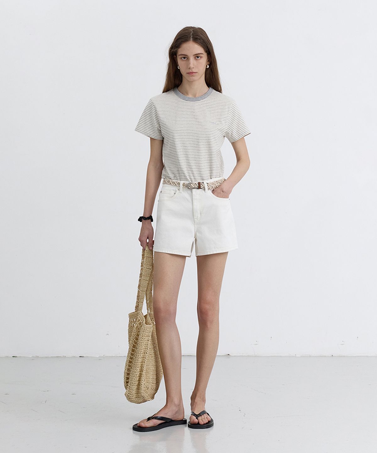 던스트(DUNST) MINI DENIM SHORTS_UDPA5B232_IVORY