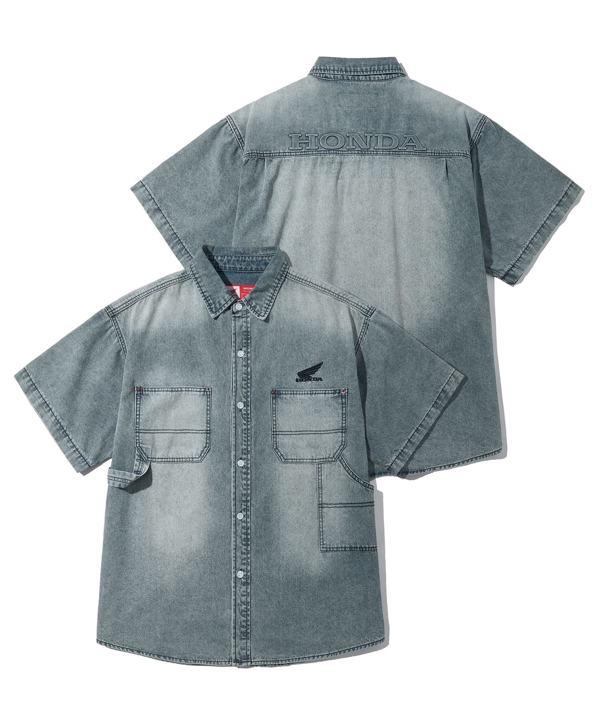 핍스 모터사이클(PHYPS MOTORCYCLE) Denim Carpenter Half Sleeve Shirts Blue