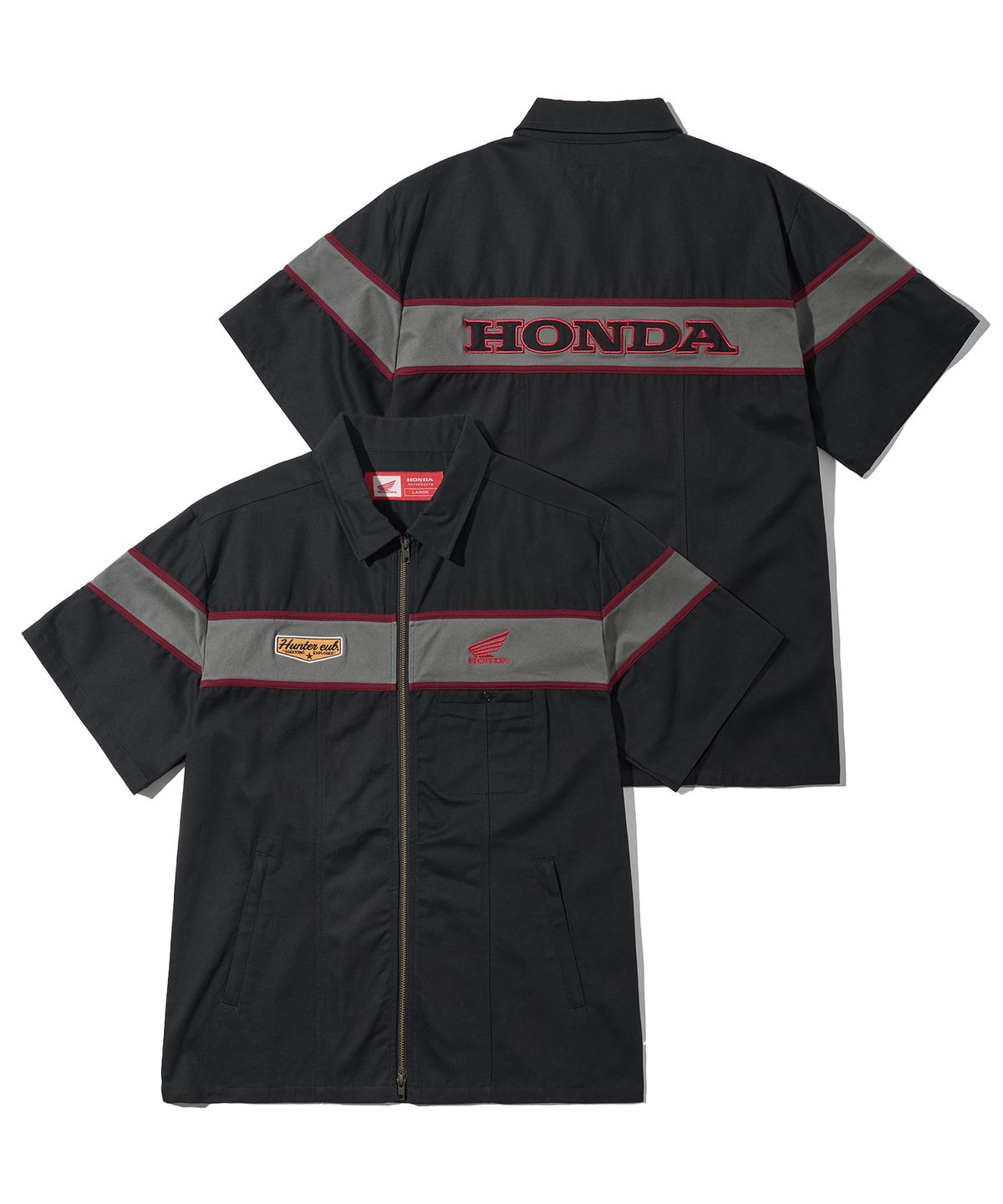 핍스 모터사이클(PHYPS MOTORCYCLE) Half Sleeve Zip Up Shirt Charcoal