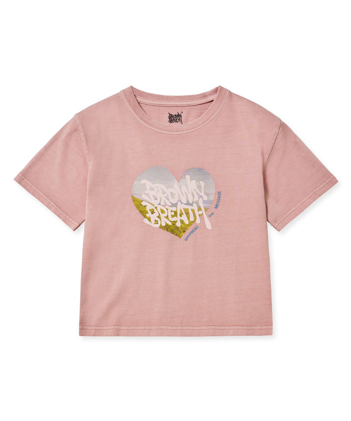 브라운브레스(BROWNBREATH) W BB HEART PIGMENT CROP TEE - INDY PINK