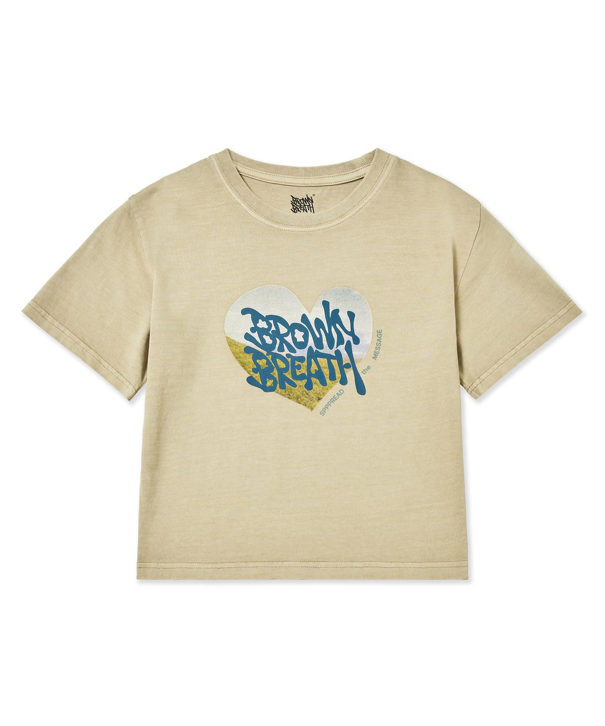 브라운브레스(BROWNBREATH) W BB HEART PIGMENT CROP TEE - BEIGE