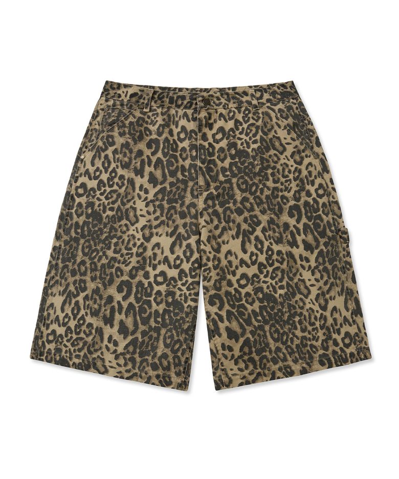 TAG LEOPARD BERMUDA SHORTS - BEIGE