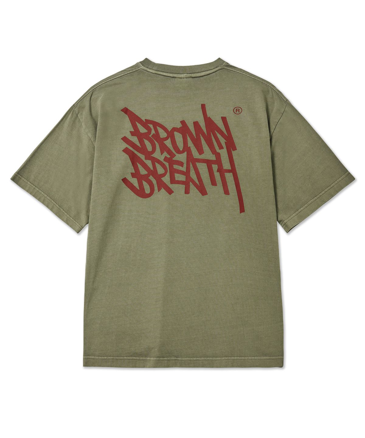 브라운브레스(BROWNBREATH) PIGMENT TAG TEE - OLIVE