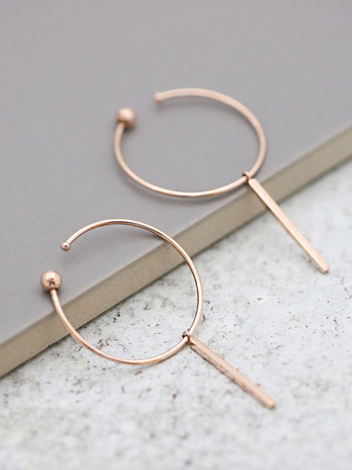 미니멀피어싱(MINIMALPIERCING) 14K 스틱 드롭 링피어싱 귀걸이