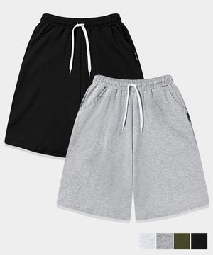 [2PACK] 버뮤다핏 트레이닝 밴딩 하프 팬츠 (4컬러)