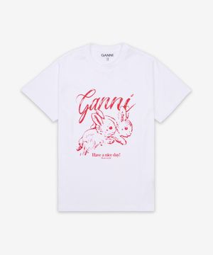 베이직 저지 버니즈 릴렉스핏 반소매 티셔츠 - 화이트 / T3994151