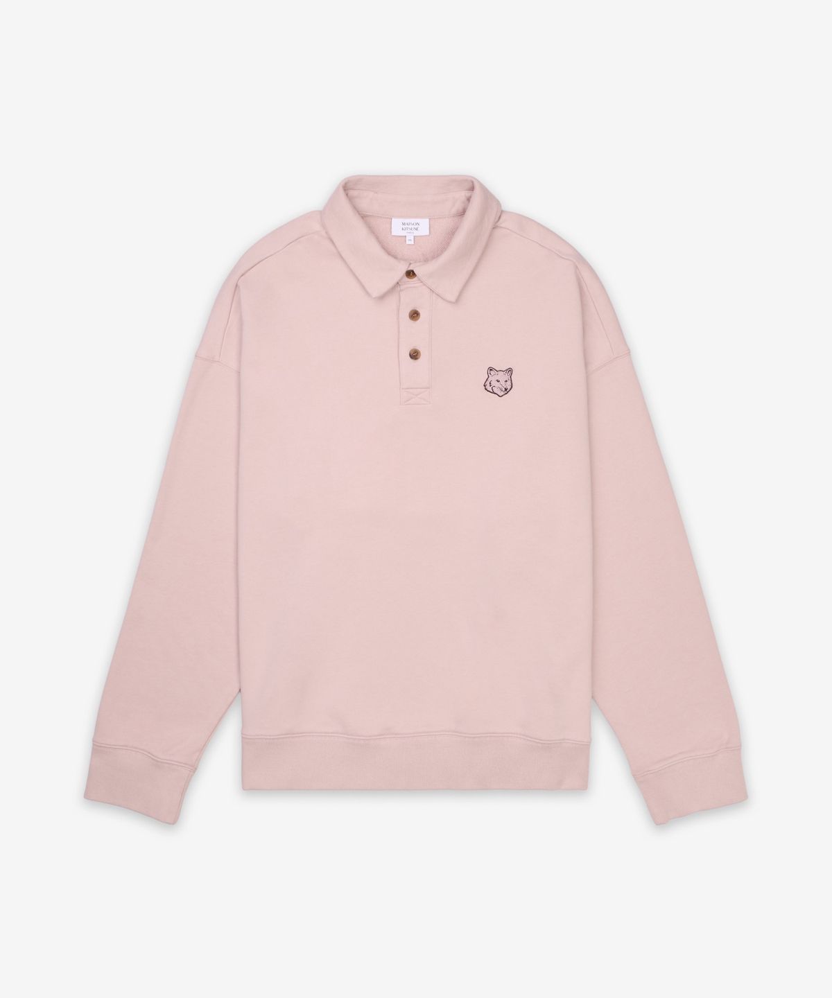 메종 키츠네(MAISON KITSUNE) 볼드 폭스 헤드 패치 플리스 폴로 셔츠 - 핑크 클레이 / OM00211KM00010172
