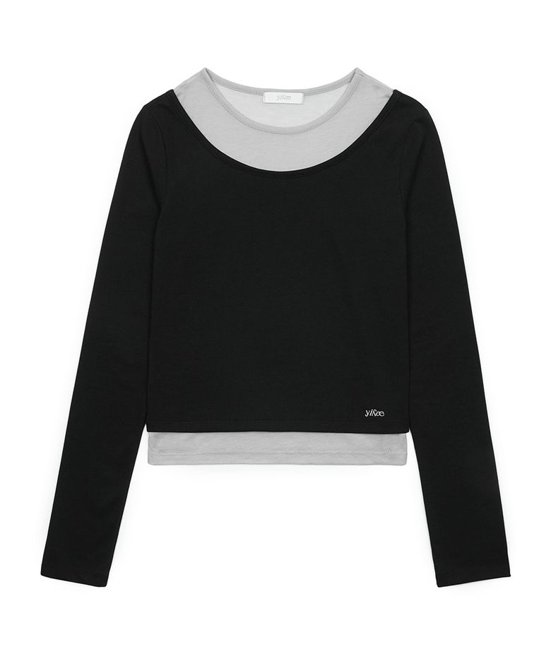 Layered Slim T-shirt  _ Black