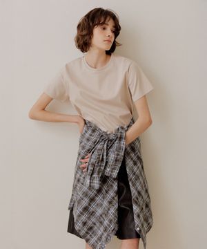 60수 기자 코튼 하프 티셔츠 [베이지]