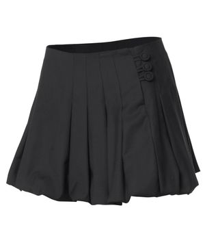 Button Shirred Balloon Skirt (FL-249_Black)