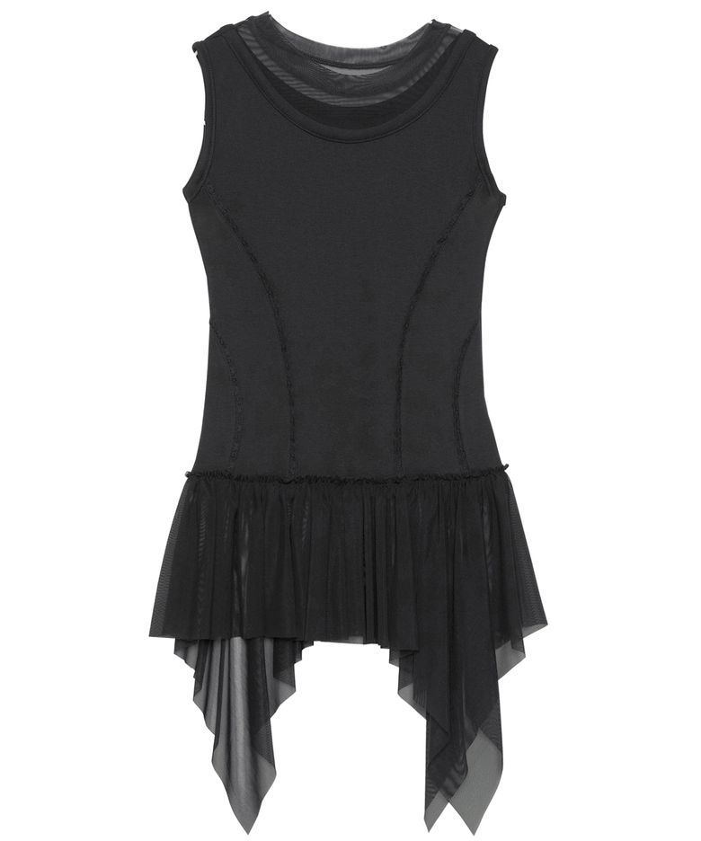 Layered Lace Frill Sleeveless (FL-157_Black)