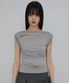 Asymmetrical Draped Roll-Up T-Shirt (FL-165_Gray)