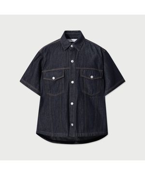 Rivage 데님 반팔 트러커 셔츠 - INDIGO BLUE
