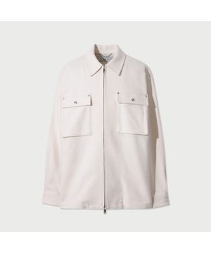 Epure 울 미니멀 짚업 셔츠 - WHITE