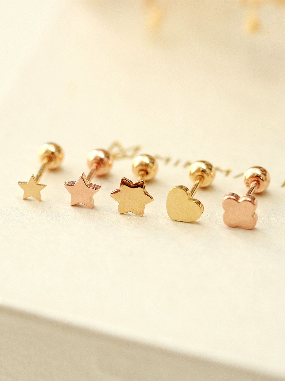 미니멀피어싱(MINIMALPIERCING) 14K 민자 별 하트 피어싱 귀걸이