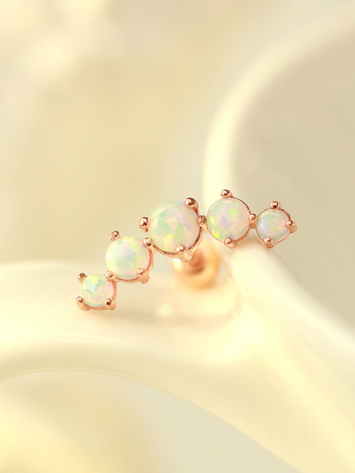 미니멀피어싱(MINIMALPIERCING) 14K 오단 오팔 큐빅 피어싱 귀걸이
