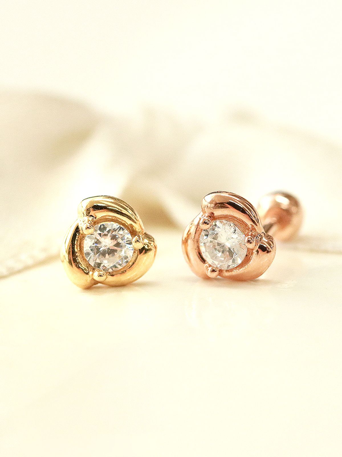 미니멀피어싱(MINIMALPIERCING) 14K 큐빅 로즈 피어싱 귀걸이