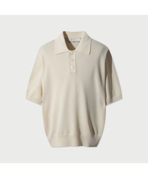 Cascade 반팔 루즈 반팔 카라 니트 - IVORY