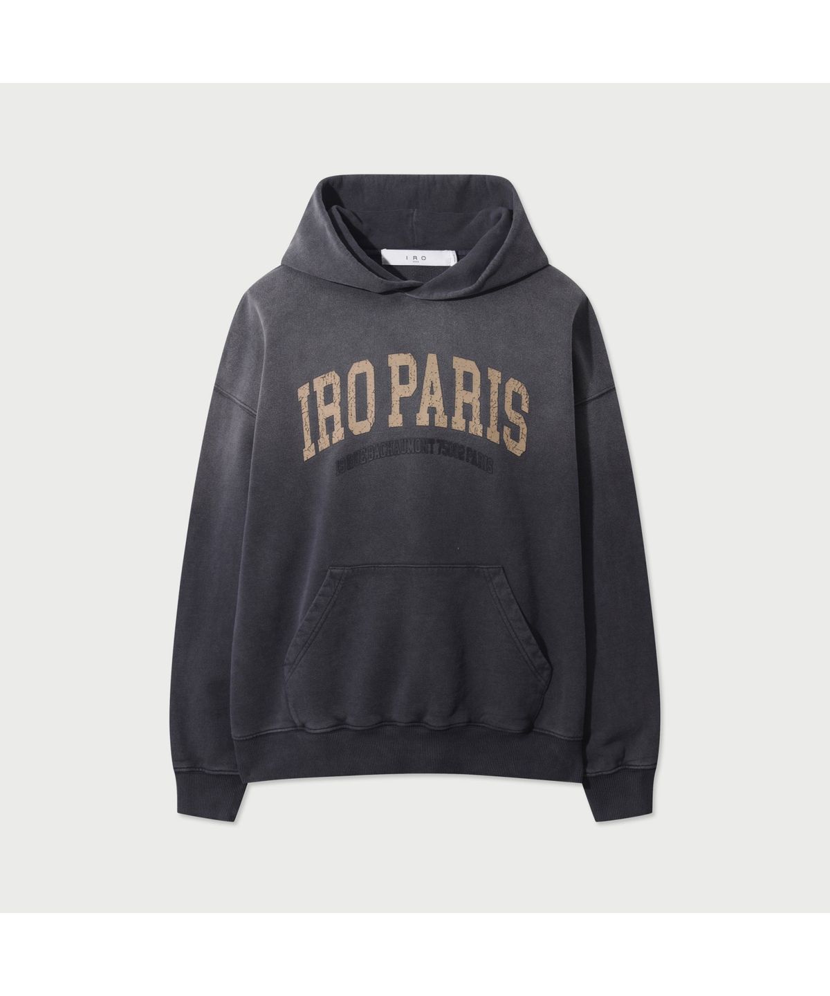 이로(IRO) BRUME 가먼트다잉 크랙로고 후드 티셔츠 - DARK GREY